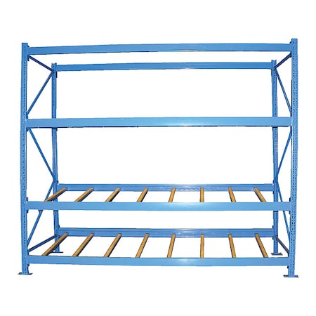 Starter Gravity Flow Rack, 48 in D, 96 in W, 3 Shelves, Blue MPN:FLOW-4-3