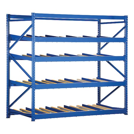 Starter Gravity Flow Rack, 48 in D, 96 in W, 4 Shelves, Blue MPN:FLOW-4-4