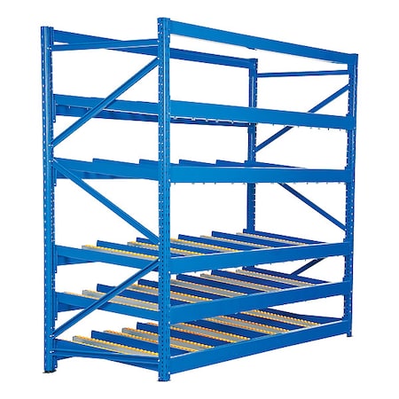Starter Gravity Flow Rack, 48 in D, 96 in W, 5 Shelves, Blue MPN:FLOW-4-5