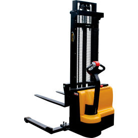 Vestil Fully Powered Double Mast Stacker S-118-AA-DM with Adj. Forks/Straddle Legs - 2200 Lb. Cap S-118-AA-DM