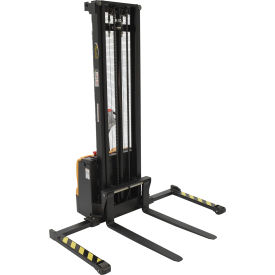 Vestil Fully Powered Double Mast Stacker S-150-AA-DM with Adj. Forks/Straddle Legs - 2200 Lb. Cap S-150-AA-DM