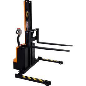 Vestil Fully Powered Narrow Mast Stacker SNM15-62-AA with Adj. Forks/Straddle Legs - 1500 Lb. Cap SNM15-62-AA