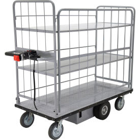 Vestil™ Electric Material Handling Cart w/Sides 2 Shelves 68-7/8