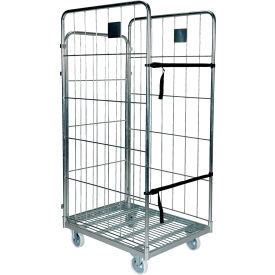 Vestil Galvanized Steel Folding Roller Container Shelf Truck 1 Shelf ROL-80 ROL-80