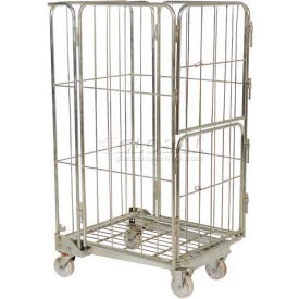 Vestil Galvanized Steel Folding Roller Container Truck w/1 Shelf 660 lb.Cap 32