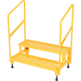 Vestil™ 2 Step Steel Adjustable Mate Stand w/Handrails 22-7/8