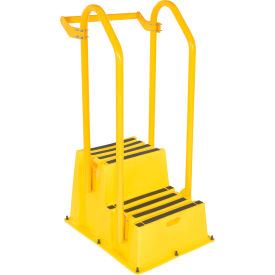 Vestil™ 2 Step Polyethylene Nestable Stool w/ Hand & Back Rails 33