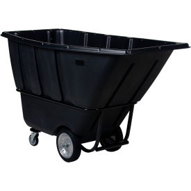 Vestil™ Extra Heavy Duty Plastic Tilt Truck 1 Cu. Yd. Capacity 2100 lb. Capacity Black TDT-100-HD-BLACK