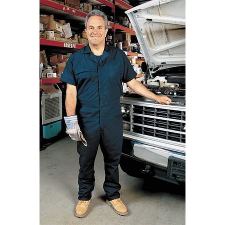 CP40 Short Sleeve Coverall, Cotton/Polyester, 5 oz Fabric Weight, 31 in Inseam, Navy, M Regular MPN:CP40NV RG M