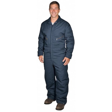 CT30 Coverall, Cotton/Polyester, 7.25 oz Fabric Weight, 30 in Inseam, Navy, M MPN:CT30NV RG M