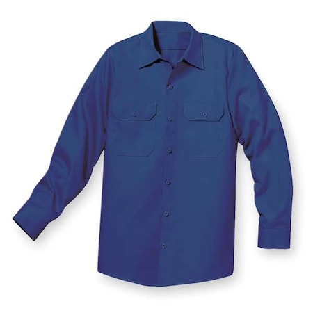 Men's Long Sleeve Utility Work Shirt, Cotton/Polyester, Button, 2 Pocket(s), Navy, 2XL MPN:ST52NV RG XXL
