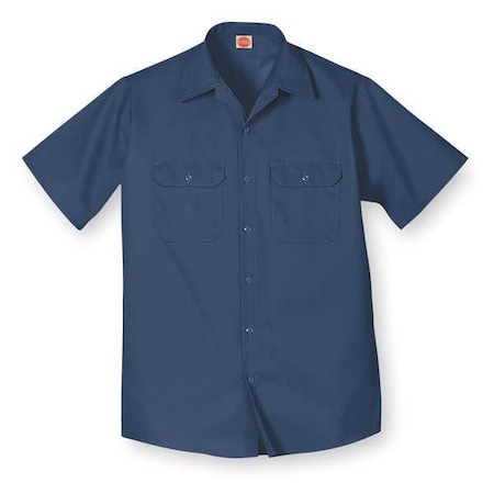 Men's Short Sleeve Utility Work Shirt, Cotton/Polyester, Button, 2 Pocket(s), Navy, 3XL MPN:ST62NV SS 3XL