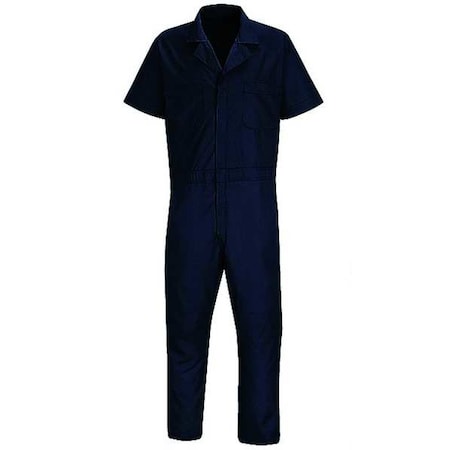 CP40 Short Sleeve Coverall, Cotton/Polyester, 5 oz Fabric Weight, 33 in Inseam, Navy, XL Long MPN:CP40NV LN XL