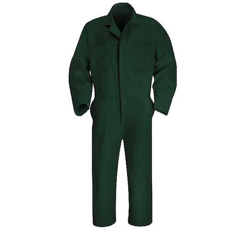 CT10 Coverall, Cotton/Polyester, 7.25 oz Fabric Weight, 32 in Inseam, Green, 46 Long MPN:CT10SG LN 46