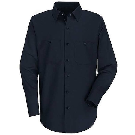 Men's Long Sleeve Work Shirt, Cotton/Polyester, Button, Yes Pocket(s), Navy, XL MPN:SP14NV RG XL