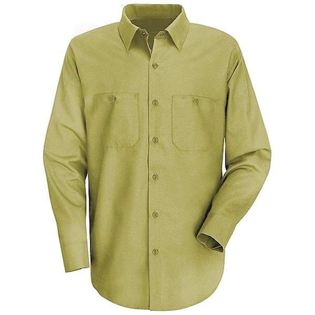 Men's Long Sleeve Work Shirt, Cotton/Polyester, Button, Yes Pocket(s), Khaki, 3XL MPN:SP14KK RG 3XL