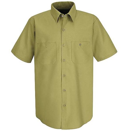 Men's Short Sleeve Work Shirt, Cotton/Polyester, Button, 2 Pocket(s), Khaki, M MPN:SP24KK SS M