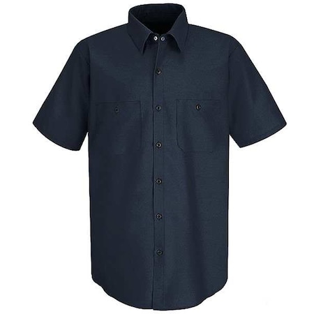 Men's Short Sleeve Work Shirt, Cotton/Polyester, Button, 2 Pocket(s), Navy, L MPN:SP24NV SSLL