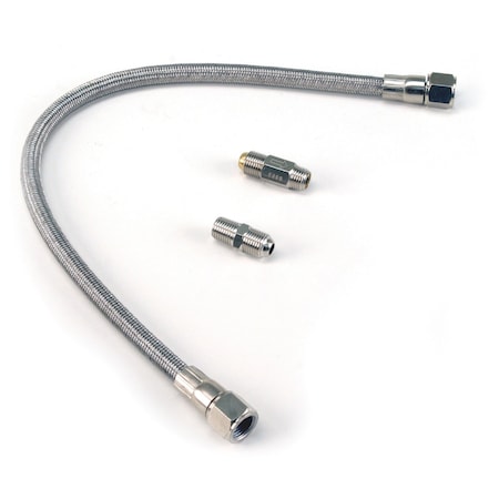 20” Stainless Steel Braided PTFE Leader Hose w/ Check Valve (1/4”, JIC & NPT Fittings) MPN:92789