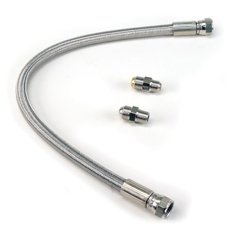 24” Stainless Steel Braided PTFE Leader Hose w/ Check Valve (3/8”, JIC & NPT Fittings) MPN:92790