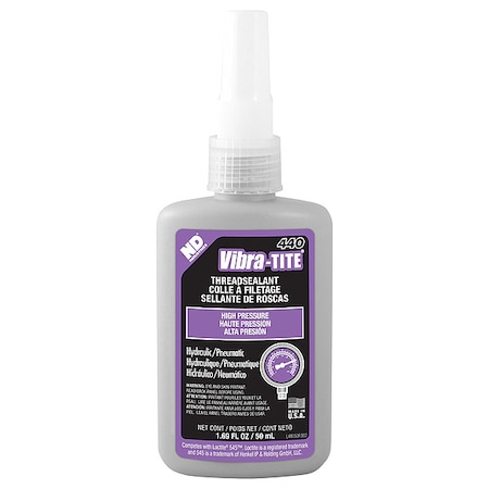 Pipe Thread Sealant, 440, Purple, Liquid, 1.7 fl oz, Bottle MPN:44050