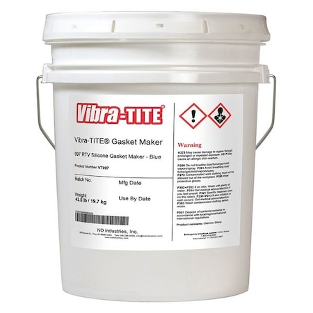 Silicone Gasket Sealant, 4.5 gal, Blue, Temp Range -65 to 500 Degrees F MPN:99791