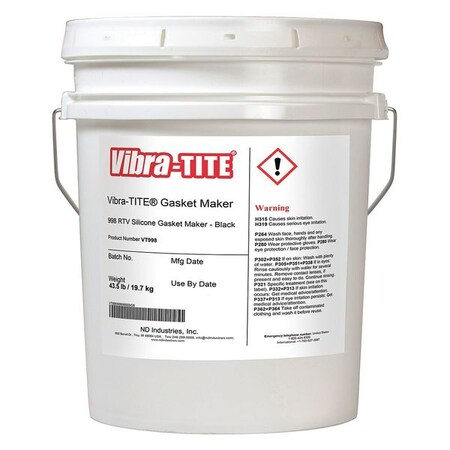 Silicone Gasket Sealant, 4.5 gal, Black, Temp Range -65 to 500 Degrees F MPN:99891