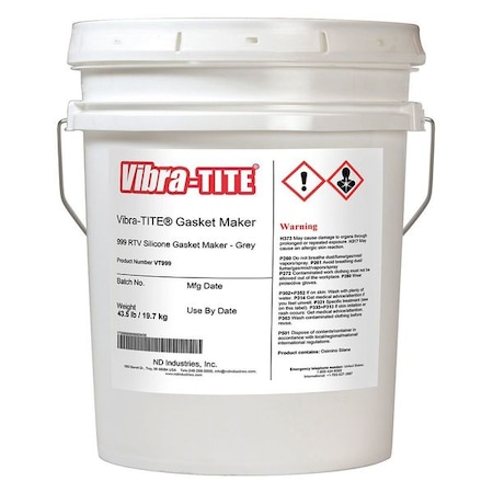 Silicone Gasket Sealant, 4.5 gal, Gray, Temp Range -65 to 500 Degrees F MPN:99991