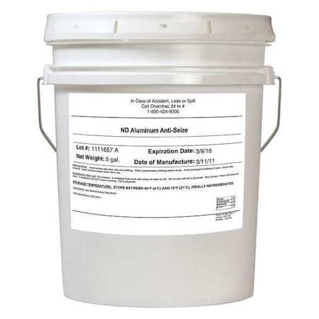 Anti Seize Compound, Bucket, 5 gal., Silver MPN:90705