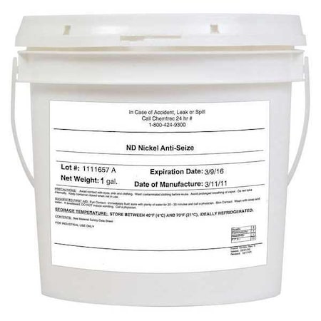 Anti Seize Compound, Bucket, 1 gal., Silver MPN:90720