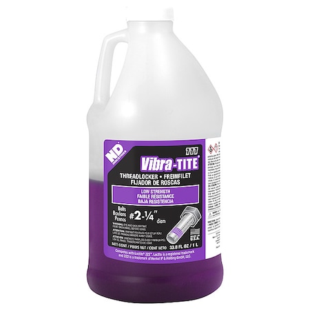 Threadlocker, VIBRA-TITE 111, Purple, Low Strength, Liquid, 1 L Bottle MPN:11100