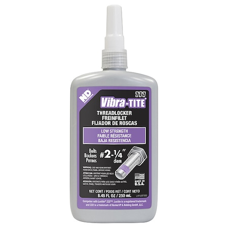 Threadlocker, VIBRA-TITE 111, Purple, Low Strength, Liquid, 250 mL Bottle MPN:11125