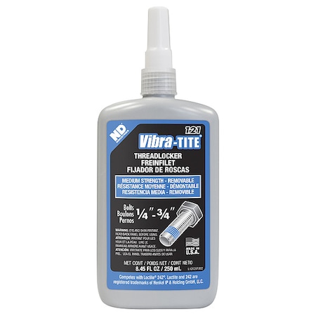 Threadlocker, VIBRA-TITE 121, Blue, Medium Strength, Liquid, 250 mL Bottle MPN:12125
