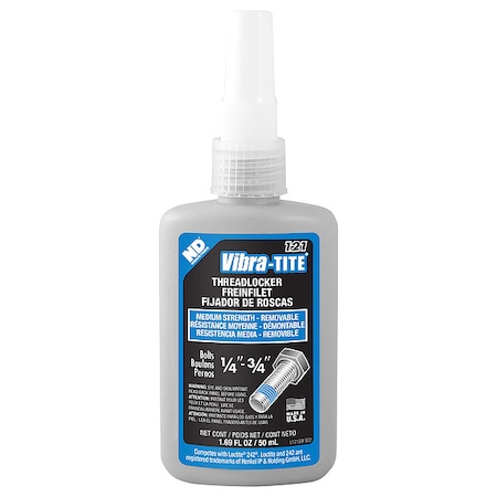 Threadlocker, VIBRA-TITE 121, Blue, Medium Strength, Liquid, 50 mL Bottle MPN:12150