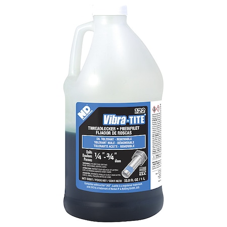 Primerless Threadlocker, VIBRA-TITE 122, Blue, Medium Strength, Liquid, 1L Bottle MPN:12200