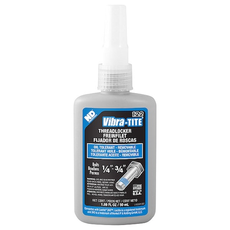 Primerless Threadlocker, VIBRA-TITE 122, Blue, Medium Strength, Liquid, 50 mL MPN:12250