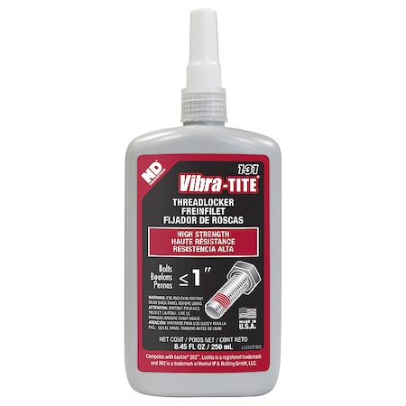Threadlocker, VIBRA-TITE 131, Red, High Strength, Liquid, 250 mL Bottle MPN:13125