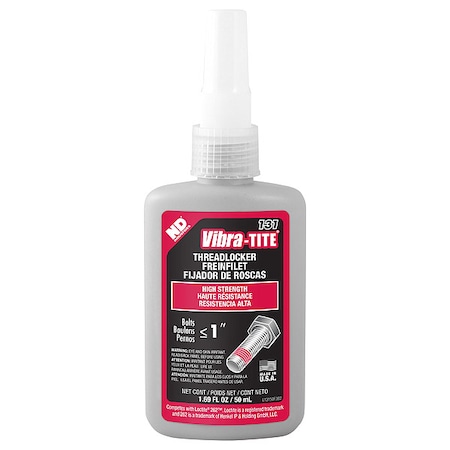 Threadlocker, VIBRA-TITE 131, Red, High Strength, Liquid, 50 mL Bottle MPN:13150