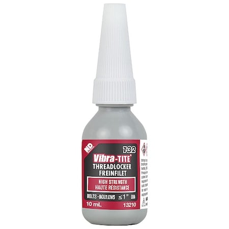 Primerless Threadlocker, VIBRA-TITE 132, Red, High Strength, Liquid, 10 mL Bottle MPN:13210