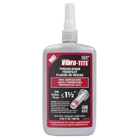 Threadlocker, VIBRA-TITE 137, Red, High Strength, Liquid, 250 mL Bottle MPN:13725