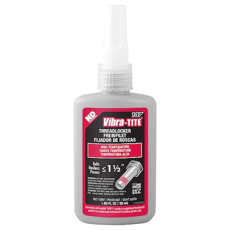 Threadlocker, VIBRA-TITE 137, Red, High Strength, Liquid, 50 mL Bottle MPN:13750