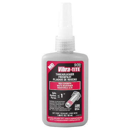 Threadlocker, VIBRA-TITE 140, Red, High Strength, Liquid, 50 mL Bottle MPN:14050