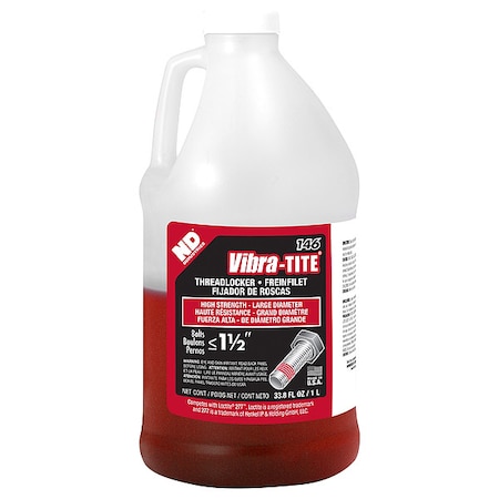 Threadlocker, VIBRA-TITE 146, Red, High Strength, Liquid, 1L Bottle MPN:14600