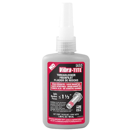 Threadlocker, VIBRA-TITE 146, Red, High Strength, Liquid, 50 mL Bottle MPN:14650