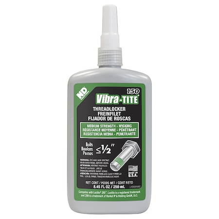 Wicking Threadlocker, VIBRA-TITE 150, Green, Medium Strength, Liquid, 250 mL Bottle MPN:15025