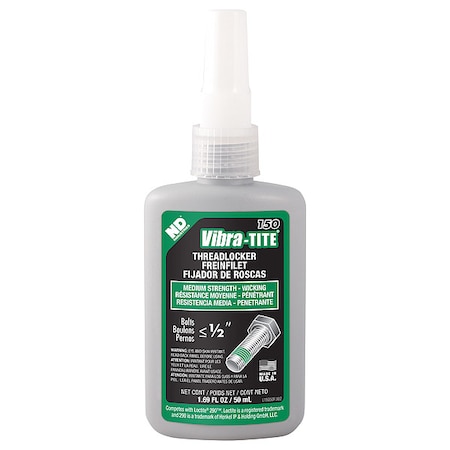 Wicking Threadlocker, VIBRA-TITE 150, Green, Medium Strength, Liquid, 50 mL Bottle MPN:15050