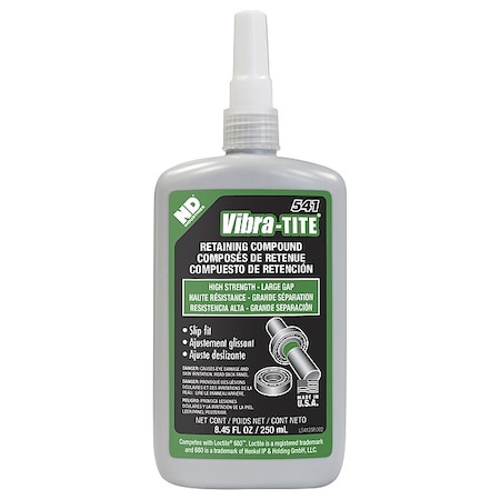 Retaining Compound, 541 Series, Green, Liquid, 250mL, Bottle MPN:54125