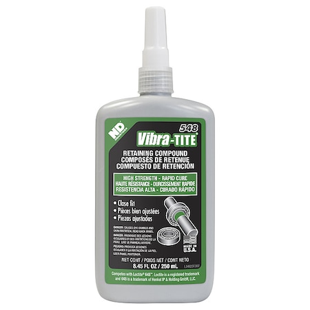 Retaining Compound, 548 Series, Green, Liquid, High Strength, 250 mL Bottle MPN:54825