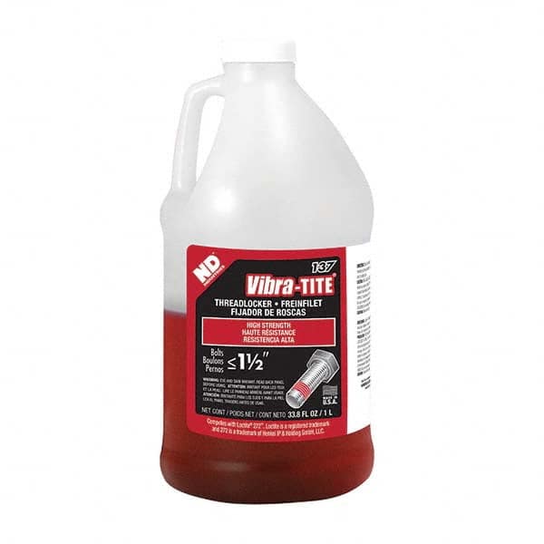 Threadlocker: Red, Liquid, 1 L, Bottle MPN:13700