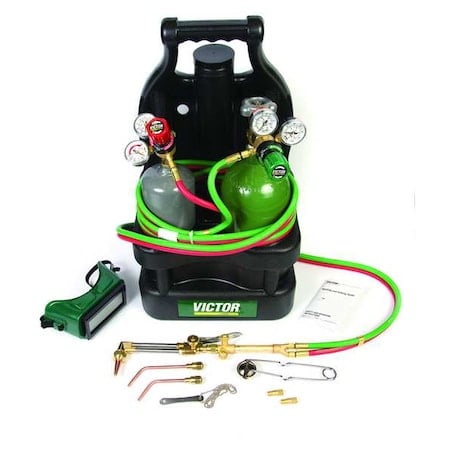 Gas Welding Outfit, G150 Series, Acetylene, Welds Up To 1/4 in CGA-200, CA1260, 0-W-J, 2-W-J MPN:0384-0948